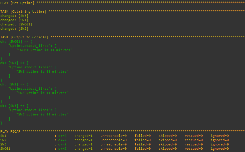 Show Uptime Ansible Playbook Output