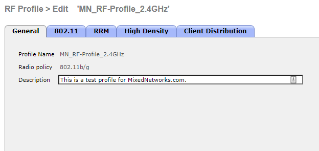 RF Profile General Tab