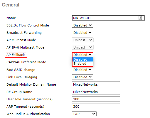 AP Fallback Configuration