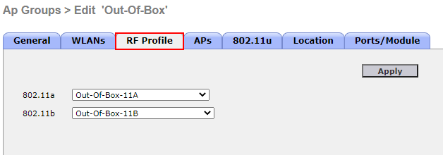 Out of Box AP Group RF Profile Assignment