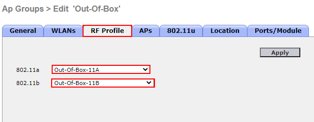 Out of Box AP Group RF Verification