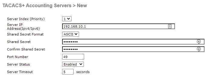 WLC TACACS Acct Config