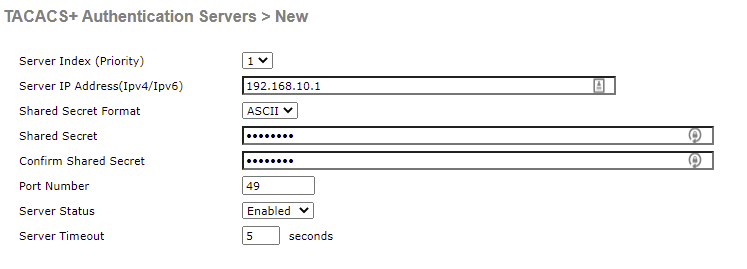 WLC TACACS Auth Config