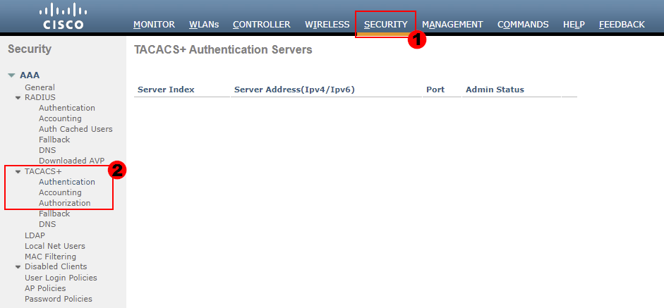 WLC TACACS Configuration Overview