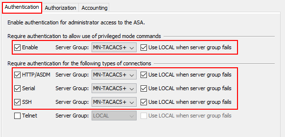 ASA AAA Authorization Configuration