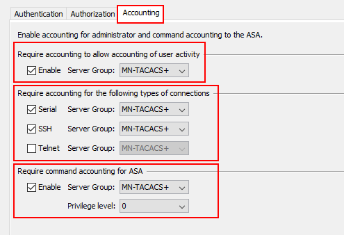 ASA AAA Accounting Configuration