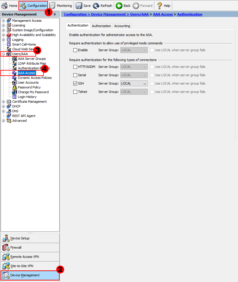 ASA TACACS+ AAA Configuration