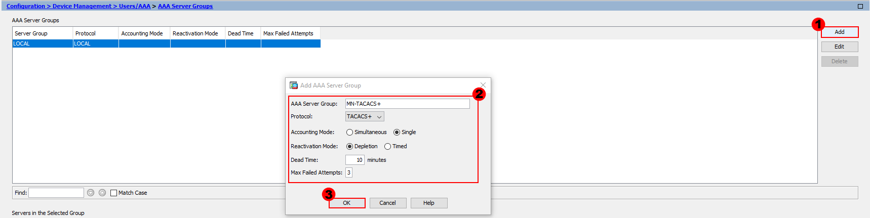 Cisco ASA - TACACS+ AAA Group Creation