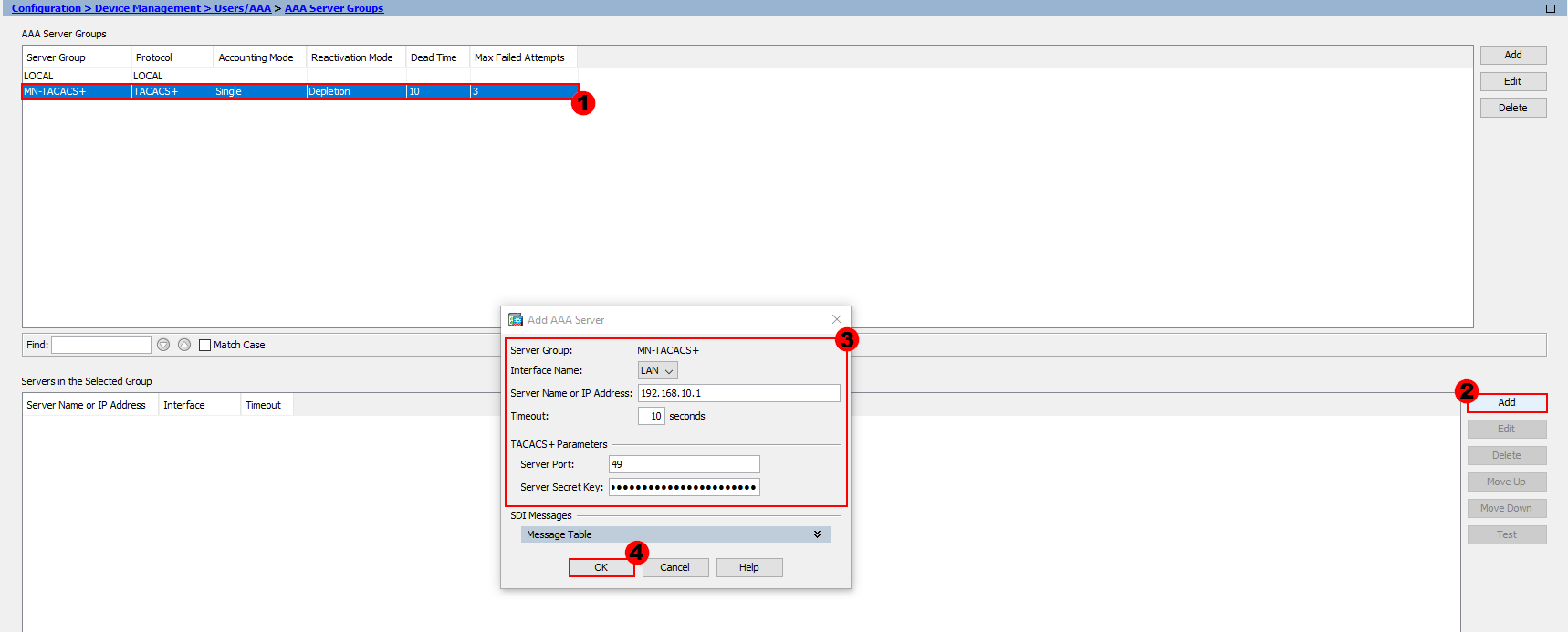 Cisco ASA - TACACS+ AAA Server Creation