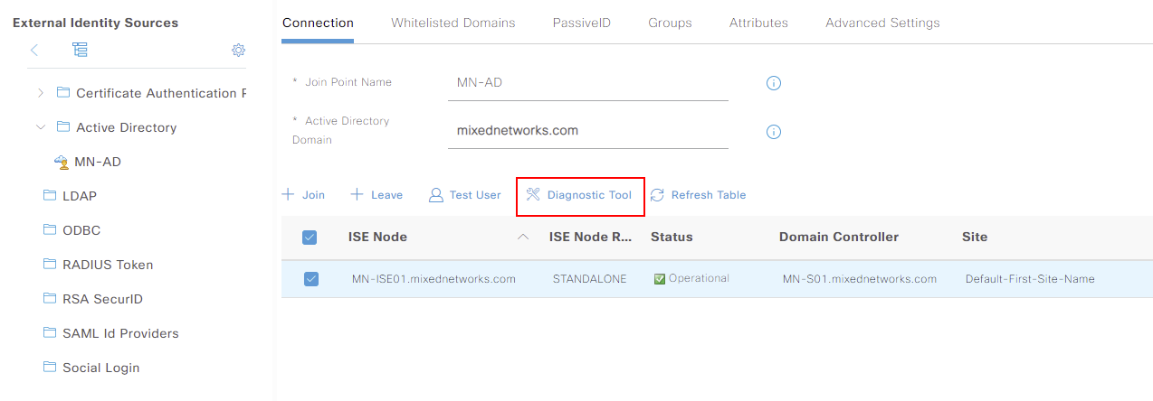 Cisco ISE - AD Diagnostics