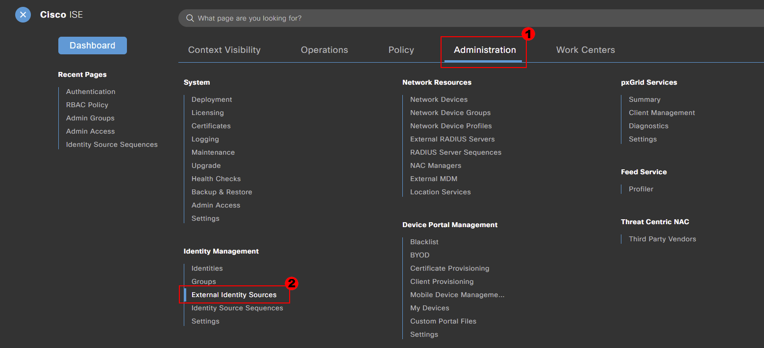 Cisco ISE - AD External Identites Navigation