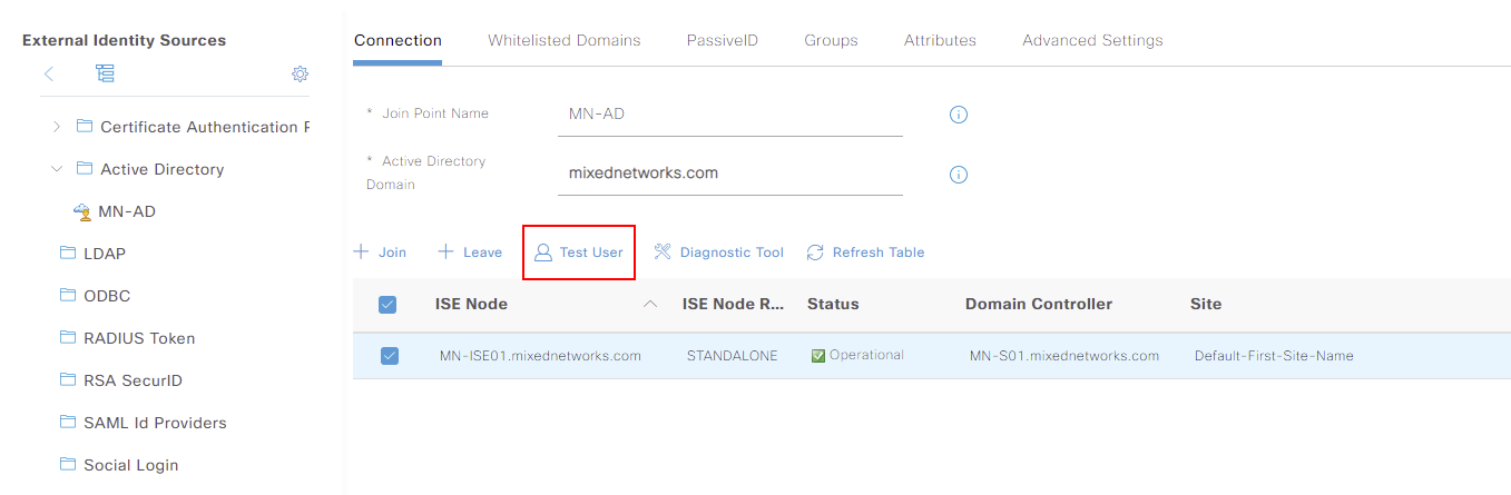 Cisco ISE - AD Test User