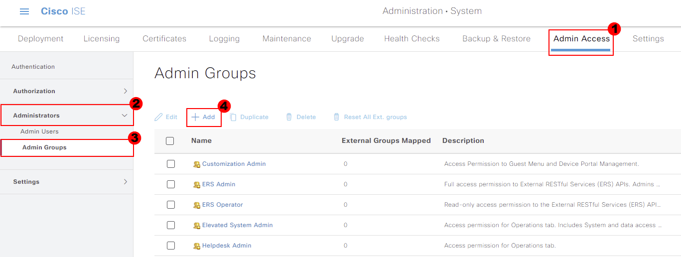 Cisco ISE - Admin Access Administrators Configuration