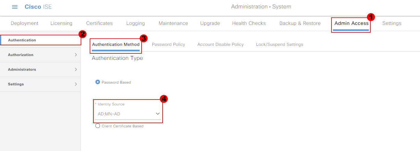 Cisco ISE - Admin Access Authentication Configuration