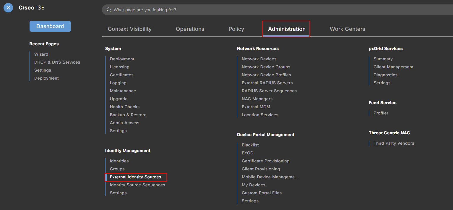 Cisco ISE - External Identities Navigation