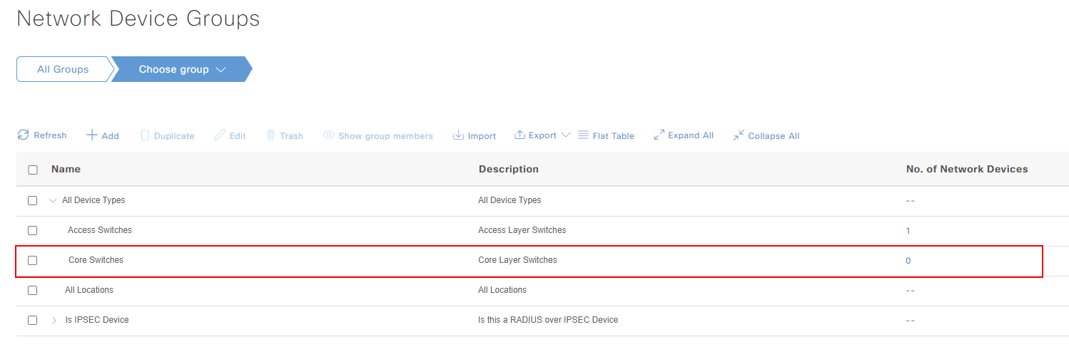 Cisco ISE - Network Device Group Import Completed